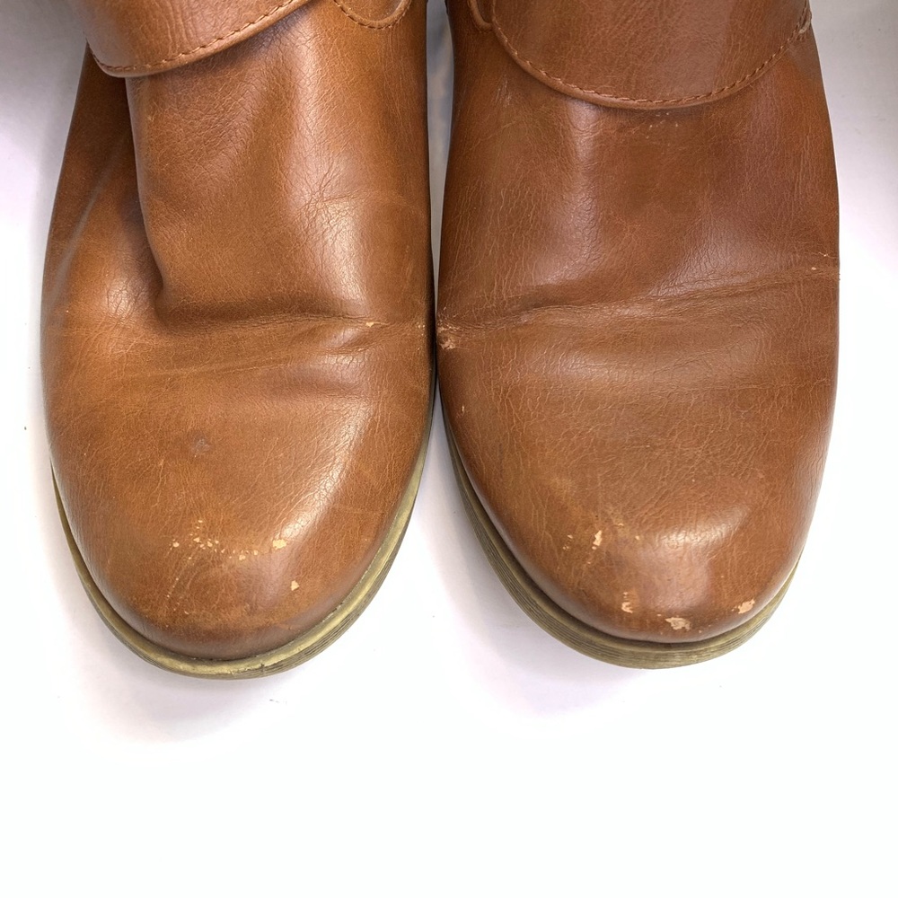JustFab Knee High Boots Brown Faux Leather - Picture 4 of 8